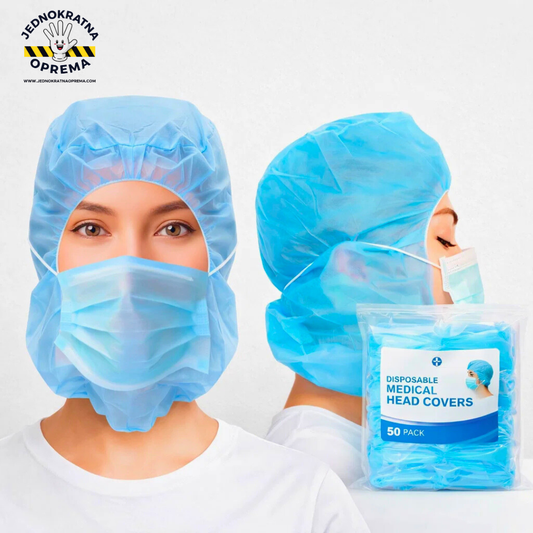 JEDNOKRATNA MASKA SA KAPULJAČOM - 50KOM.