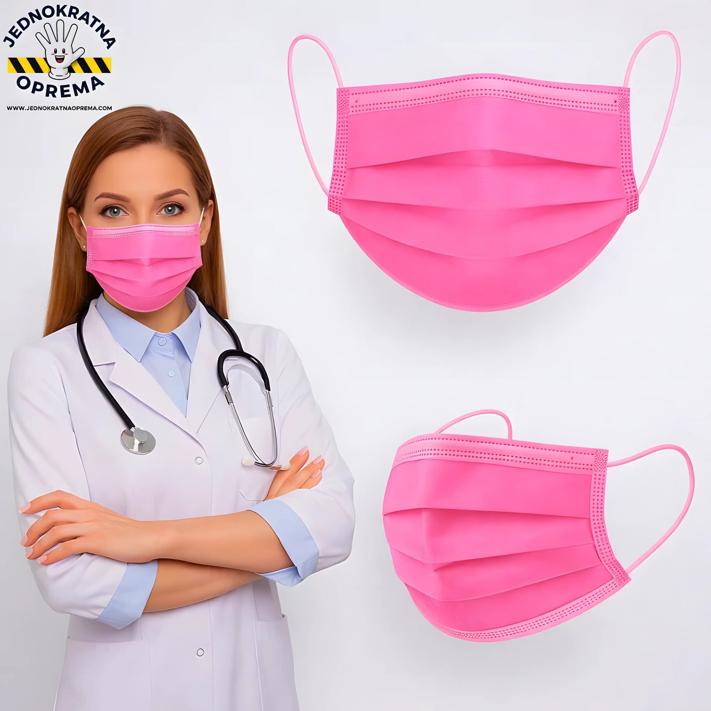 JEDNOKRATNE MASKE PINK - 50KOM.